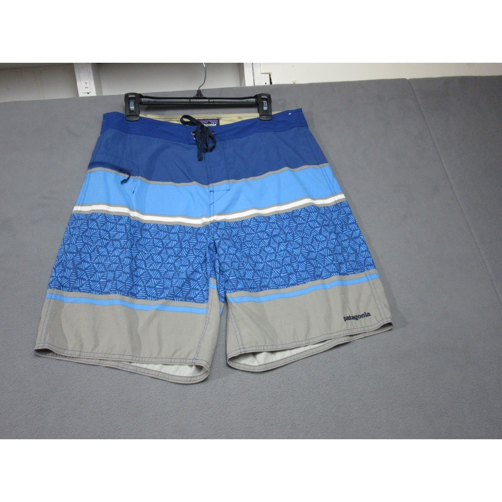 Patagonia Board Shorts Mens 34 Blue Wavefarer Swim Surf Drawstring Worn Wear